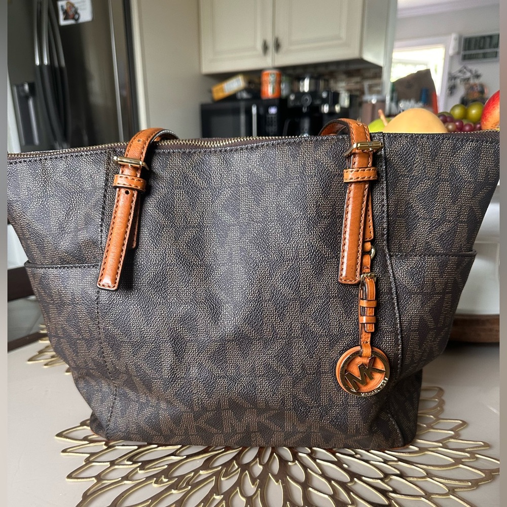 Michael Kors Dark Brown and Tan Tote